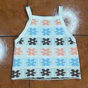 Hippie Rose Blue and Pink Cropped Graphic Tank Top